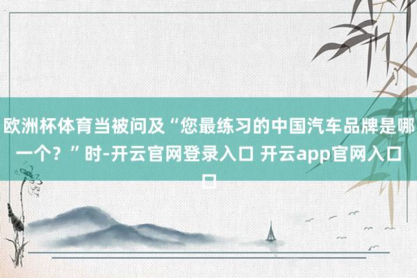 欧洲杯体育当被问及“您最练习的中国汽车品牌是哪一个？”时-开云官网登录入口 开云app官网入口