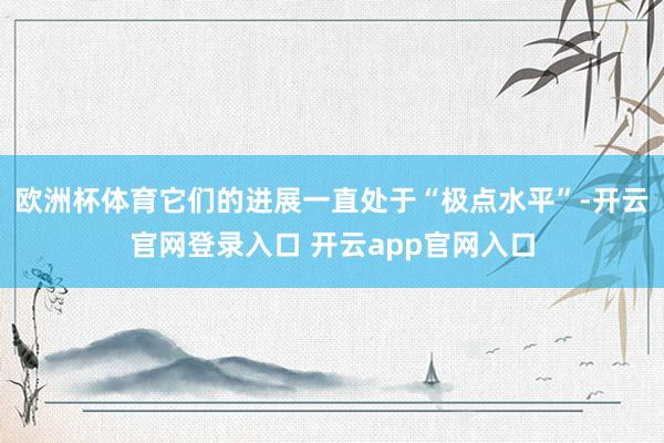 欧洲杯体育它们的进展一直处于“极点水平”-开云官网登录入口 开云app官网入口