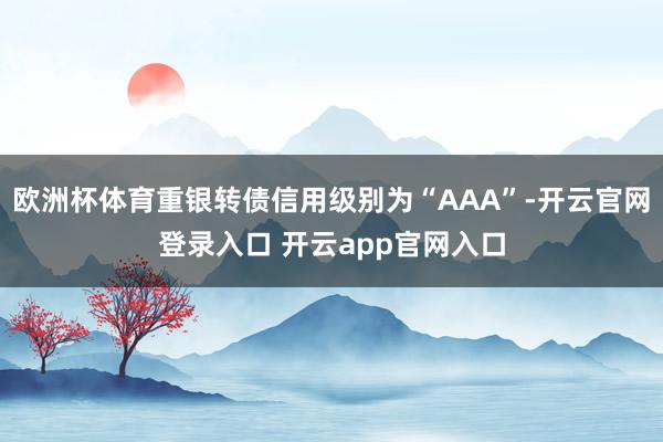 欧洲杯体育重银转债信用级别为“AAA”-开云官网登录入口 开云app官网入口